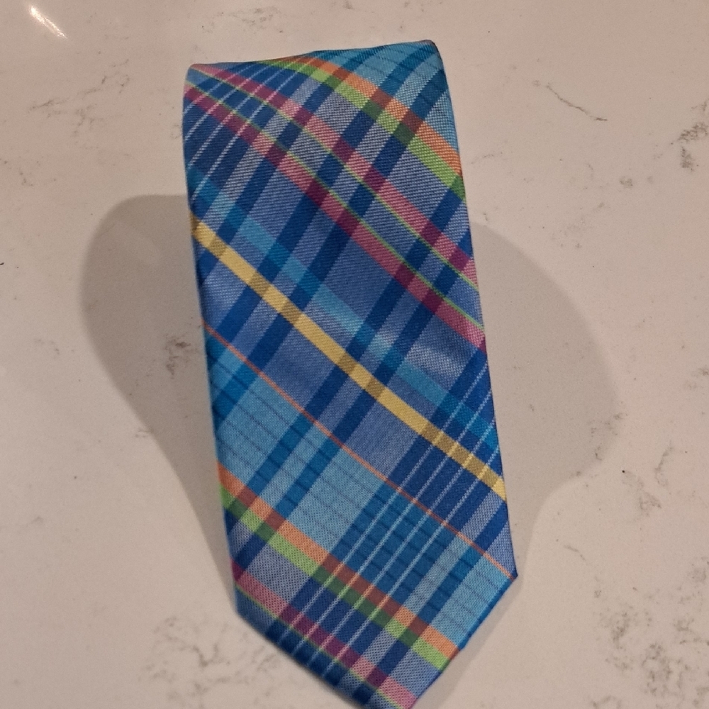Izod Blue and Yellow Plaid Tie